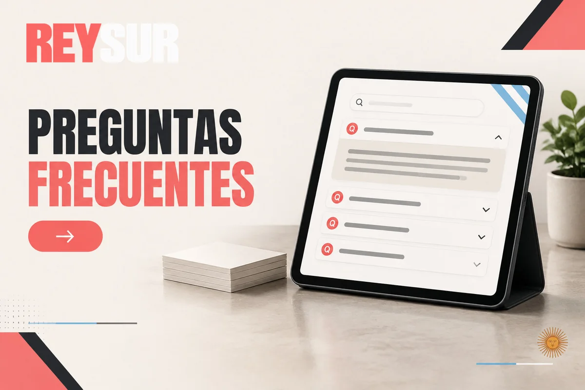 Preguntas frecuentes abiertas en una pantalla de tableta