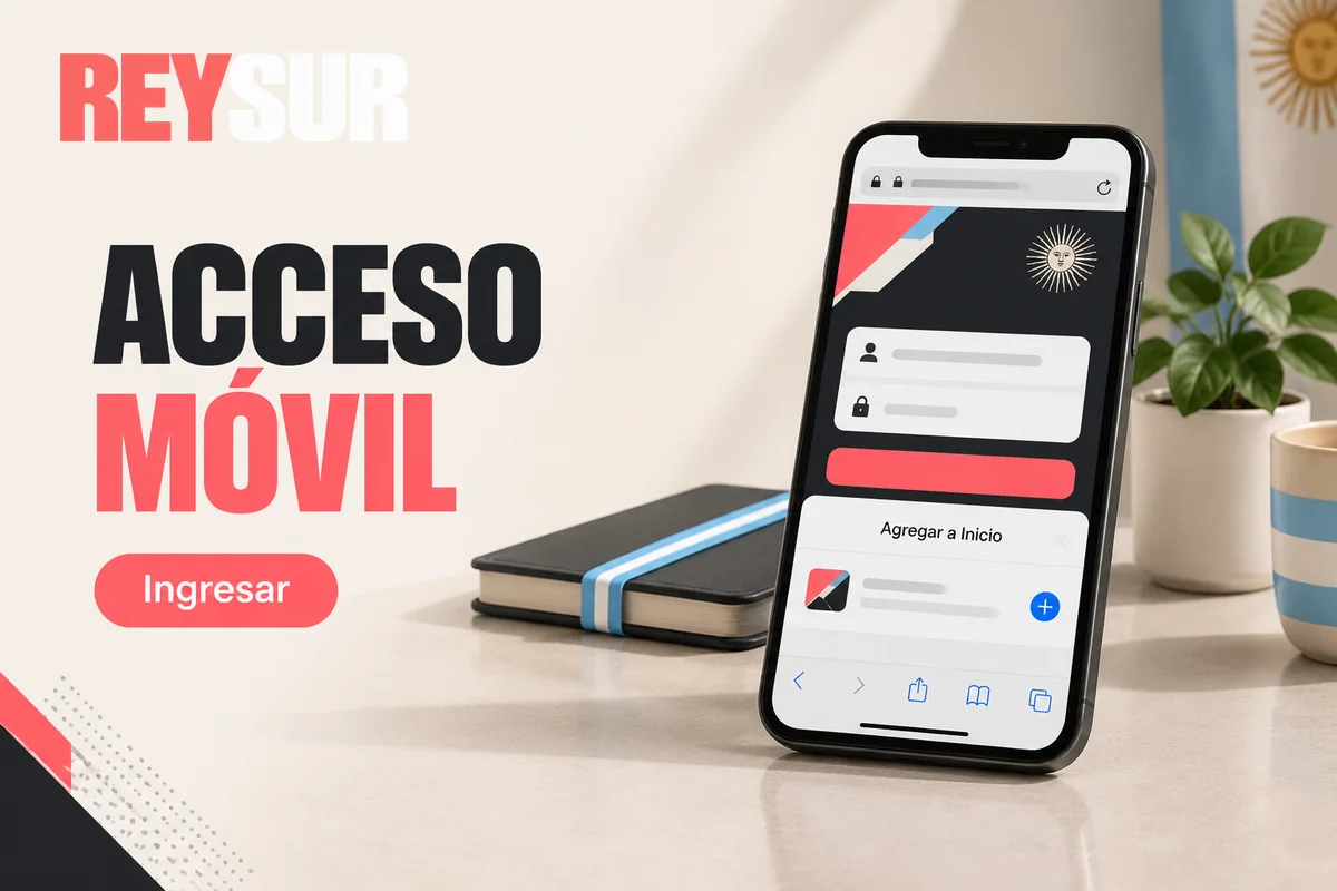 Navegador móvil con acceso directo y formulario de ingreso
