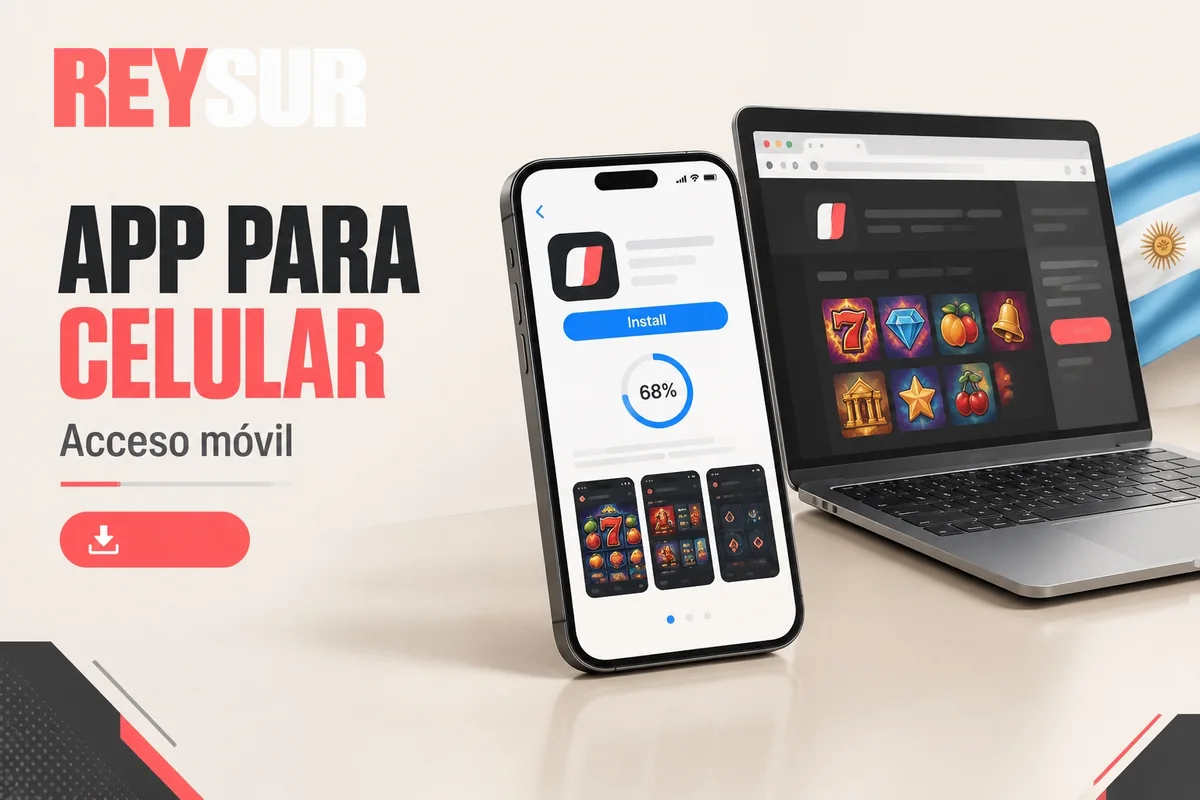 Celular muestra descarga de aplicación y versión web